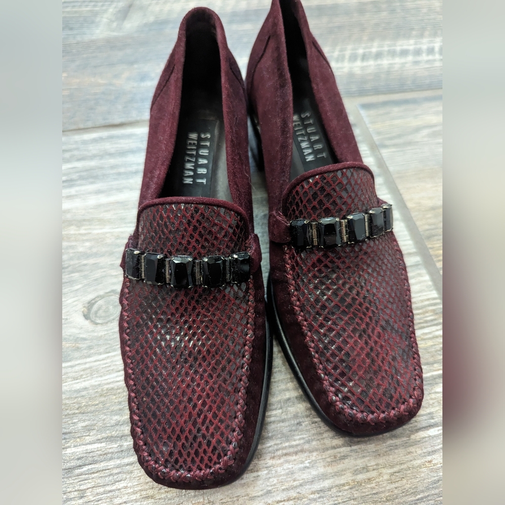 NWOT Stuart Weitzman Suede Jeweled Loafers